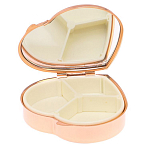Таблетница карманная в форме сердца с 3-мя отделениями с зеркалом и накладкой из натурального камня Лепидолит Red Gold Stone Pillboxes варинант исполнения - 3 | Loft Concept в Липецке