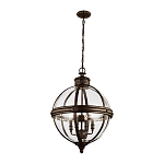 Подвесной светильник бронзового цвета с прозрачным стеклянным плафоном в форме шара в индустриальном стиле на цепи 4 лампы Feiss варинант исполнения - 2 | Loft Concept в Липецке