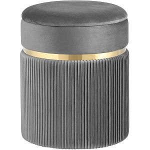 Пуф с ящиком серый Glossy Velor