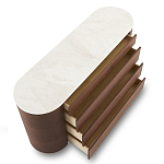 Дизайнерский комод овальной формы с белой столешницей и 4-мя ящиками Gioli варинант исполнения - 1 | Loft Concept в Липецке