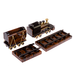 Часы настольные в виде паровоза из натурального камня Обсидиан Train Stone Clock варинант исполнения - 3 | Loft Concept в Липецке