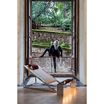 Дизайнерское кресло на металлическом каркасе с подставкой для ног Poltronova Mies Armchair варинант исполнения - 7 | Loft Concept в Липецке