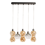 Люстра с 3-мя плафонами волнообразной формы цвета янтарь и 2-мя прозрачными шарообразными плафонами Lucid Rain  варинант исполнения - 2 | Loft Concept в Липецке