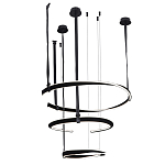 Люстра подвесная с 3-мя кольцами из кожаных ремней черного цвета Half Ring Horizontal  варинант исполнения - 2 | Loft Concept в Липецке