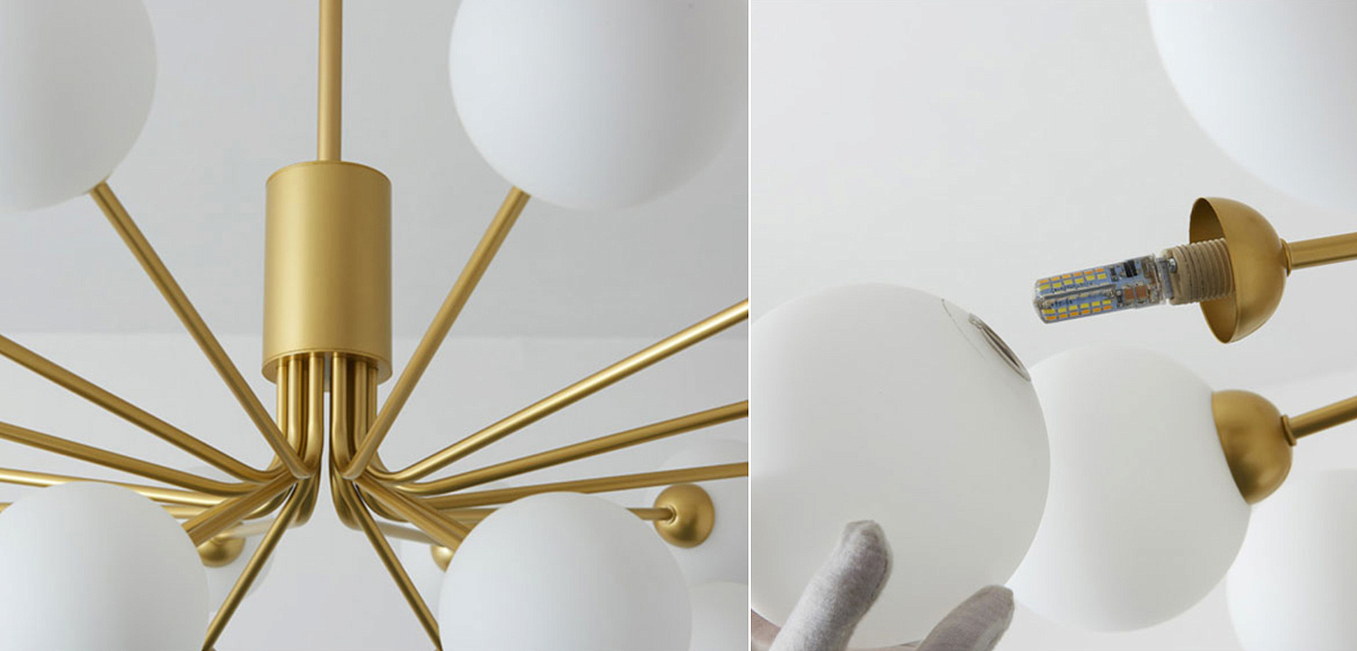 Люстра Berries Chandelier White Balloons Gold 18 Люстра Berries Chandelier White Balloons Gold 18 - Loft-Concept в Липецке