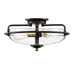 Потолочный светильник со стеклянным плафоном на изогнутых кронштейнах Quoizel  варинант исполнения - 4 | Loft Concept в Липецке