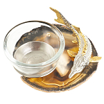 Икорница с декором "Стерлядка" с гравировкой на подставке из натурального камня Агат Decorative Cavair Dishes варинант исполнения - 2 | Loft Concept в Липецке