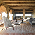 Дизайнерский кофейный стол из дерева с керамической столешницей уличный SWAY Coffee Table варинант исполнения - 9 | Loft Concept в Липецке