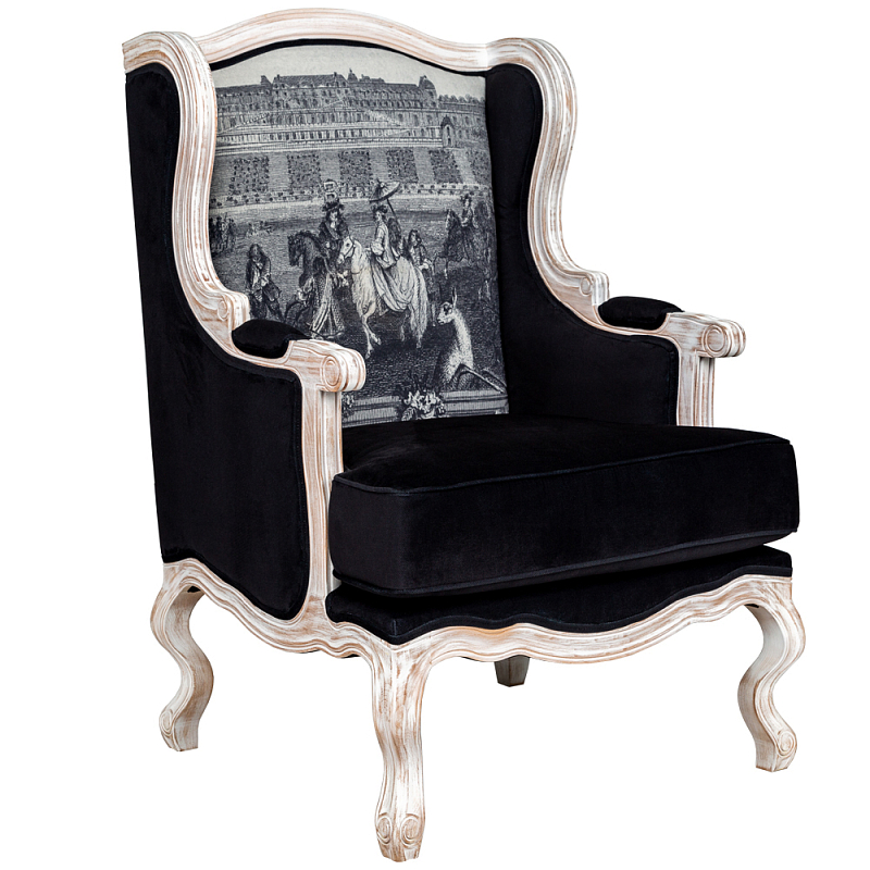 Кресло Saint Germain Armchair Черно-белый Белый винтажная патина Кресло Saint Germain Armchair Черно-белый Белый винтажная патина в Липецке | Loft Concept