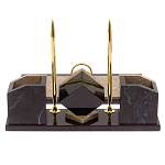 Настольный письменный набор из бежевого мрамора с часами Marble Accessory варинант исполнения - 3 | Loft Concept в Липецке