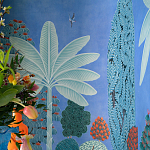 Обои ручная роспись Malwa Special Colourway on blue painted Xuan paper варинант исполнения - 2 | Loft Concept в Липецке