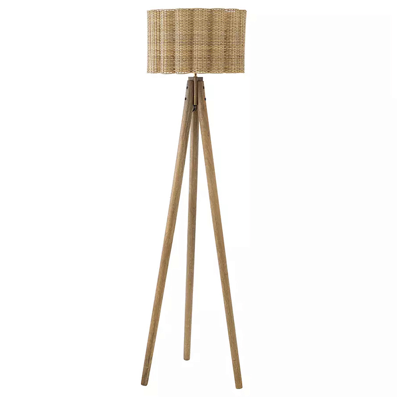 Торшер с плетеным абажуром на основании в виде треноги Lamp with Wicker Lampshade Бежевый Торшер с плетеным абажуром на основании в виде треноги Lamp with Wicker Lampshade Бежевый в Липецке | Loft Concept