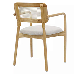 Стул обеденный с мягким сиденьем и спинкой из плетеного ротанга Wood and Textile Chair варинант исполнения - 3 | Loft Concept в Липецке