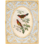 Декоративный постер с изображением птиц в раме с рельефным растительным узором Blooming Birds Poster варинант исполнения - 7 | Loft Concept в Липецке