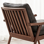 Кресло c каркасом из массива дерева и мягкой кожаной обивкой Walnut Armchair варинант исполнения - 9 | Loft Concept в Липецке