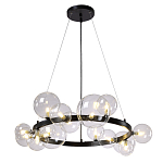 Люстра круглая подвесная с 15-ю прозрачными шарообразными плафонами из стекла Iona chandelier варинант исполнения - 8 | Loft Concept в Липецке