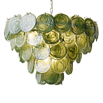 Люстра из зеленых стеклянных дисков с перламутровым эффектом Green Glowing Glaze варинант исполнения - 6 | Loft Concept в Липецке