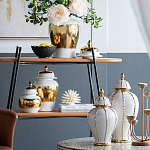 Ваза с золотыми полосами на белом фоне Chinoiserie Ceramics варинант исполнения - 4 | Loft Concept в Липецке