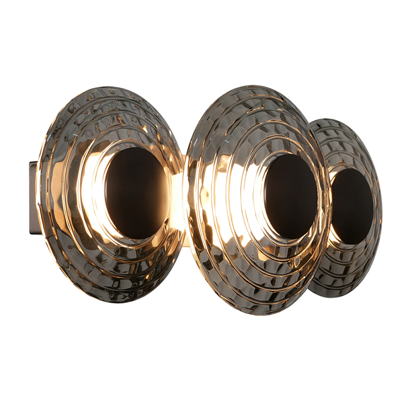 Бра из трех стеклянных фактурных дисков Eyepiece Прозрачный Янтарный Дымчатый (Smoke) в Липецке | Loft Concept 