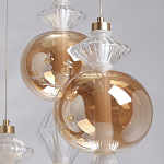 Люстра с плафонами из прозрачного и янтарного стекла в виде шаров и ромбов Gabriel Scott Luna варинант исполнения - 9 | Loft Concept в Липецке