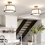 Потолочный светильник со светлым текстильным абажуром Hinkley варинант исполнения - 10 | Loft Concept в Липецке