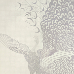 Обои ручная роспись в стиле Арт-деко Whistler Peacocks Special Colourway on 12 Carat White Gold gilded silk варинант исполнения - 2 | Loft Concept в Липецке