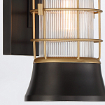 Настенный фонарь цилиндрической формы с рифленым стеклом в золотом каркасе на черном прямоугольном основании Eurofase варинант исполнения - 14 | Loft Concept в Липецке