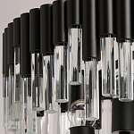 Люстра круглая из матового черного металла с подвесками из прозрачных стеклянных трубок Noir Tubes варинант исполнения - 7 | Loft Concept в Липецке