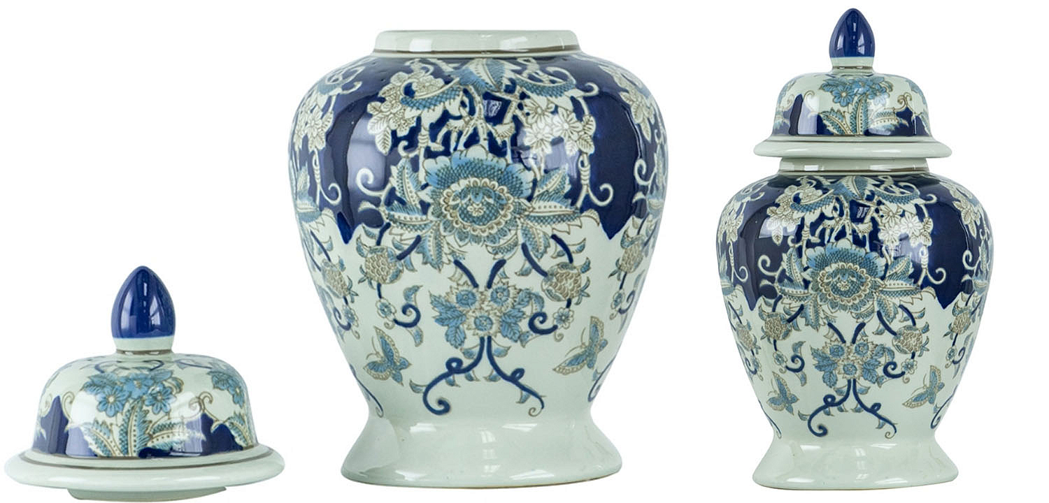 Ваза с крышкой Blue & White Ornament Vase 42 Ваза с крышкой Blue & White Ornament Vase 42 - Loft-Concept в Липецке