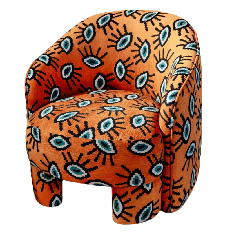 Акцентное Кресло Leela Оранжевый Орнамент Оранжевый в Липецке | Loft Concept 
