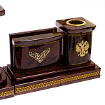 Настольный письменный набор с часами и визитницами из природного камня обсидиана Royal Present варинант исполнения - 3 | Loft Concept в Липецке