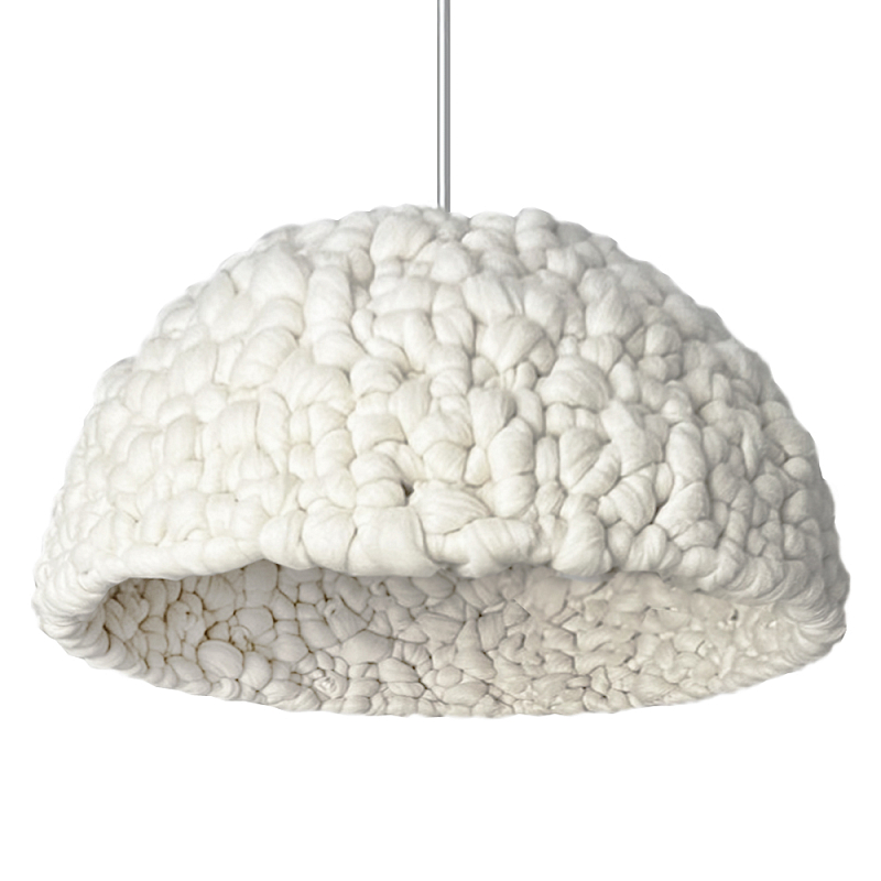 Вязаный подвесной светильник из шерсти Dome Wool Lamp Белый Вязаный подвесной светильник из шерсти Dome Wool Lamp Белый в Липецке | Loft Concept