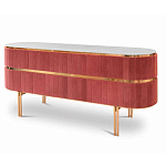 Дизайнерский комод овальный с розовой бархатной обивкой Edith варинант исполнения - 1 | Loft Concept в Липецке