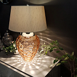 Настольная лампа с фактурным стеклянным основанием красного цвета с хромированной деталью у горловины и белым абажуром из искусственного шёлка Elstead Lighting варинант исполнения - 2 | Loft Concept в Липецке