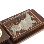 Настольный письменный набор с часами в виде пирамиды из природного камня обсидиана Pyramid of Time варинант исполнения - 4 | Loft Concept в Липецке