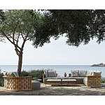 Дизайнерский уличный диван из массива дерева с плетеной спинкой PALINFRASCA Sofa варинант исполнения - 3 | Loft Concept в Липецке