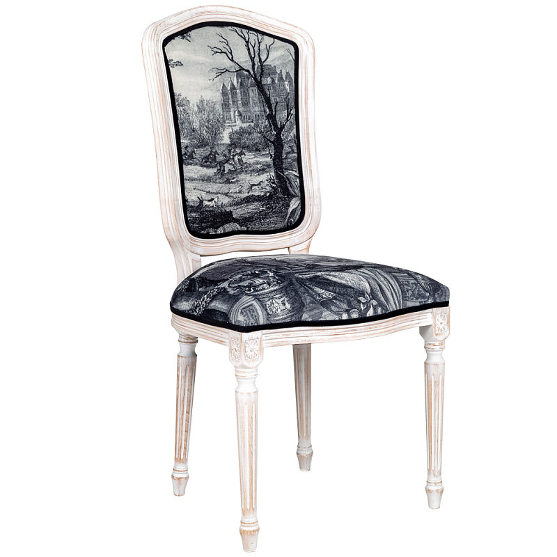Стул Madrid Castle Stool Черно-белый Белый винтажная патина Стул Madrid Castle Stool Черно-белый Белый винтажная патина в Липецке | Loft Concept