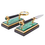 Настольный письменный набор из малахита и долерита с декором в виде герба России Leader Organizer варинант исполнения - 5 | Loft Concept в Липецке