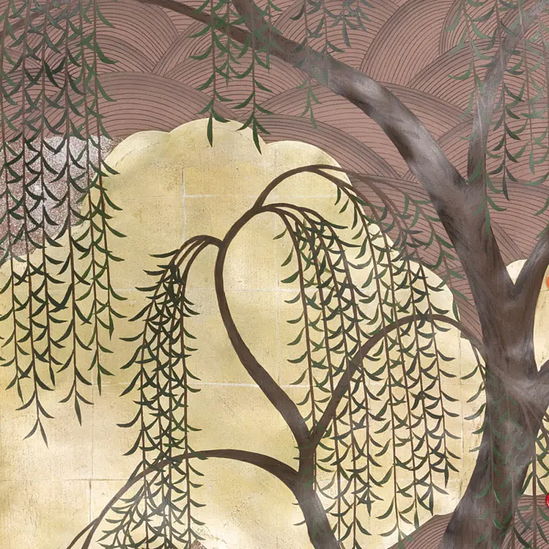 Обои ручная роспись Willow & Waves Original colourway on Edo painted Xuan paper with antiquing Обои ручная роспись Willow & Waves Original colourway on Edo painted Xuan paper with antiquing в Липецке | Loft Concept