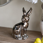 Статуэтка заяц из текстурированной терракоты и покрытый глянцевой краской под бронзу Rabbit Charm  варинант исполнения - 5 | Loft Concept в Липецке