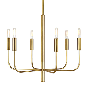 Люстра с 6-ю лампами на тонких изогнутых рожках в современном стиле Feiss