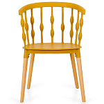 Пластиковый стул на ножках из массива бука Ferret Spiral Mustard варинант исполнения - 2 | Loft Concept в Липецке