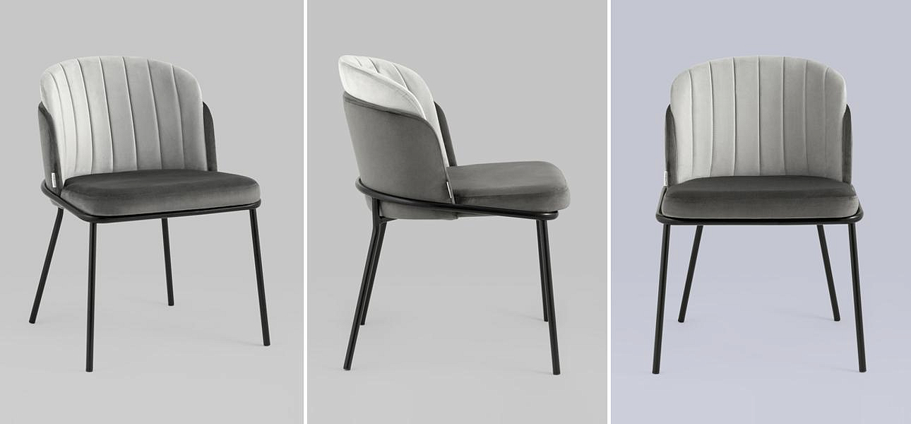 Стул Penelope Chair Серый велюр Металлические Ножки Стул Penelope Chair Серый велюр Металлические Ножки - Loft-Concept в Липецке