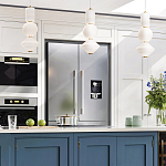 Подвесной светильник белого цвета с тремя геометрическими плафонами Alora Mood варинант исполнения - 12 | Loft Concept в Липецке