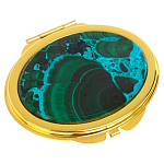 Зеркало карманное складное овальное из натурального камня Малахит с Хризоколлой Gold Stone Mirrors варинант исполнения - 1 | Loft Concept в Липецке