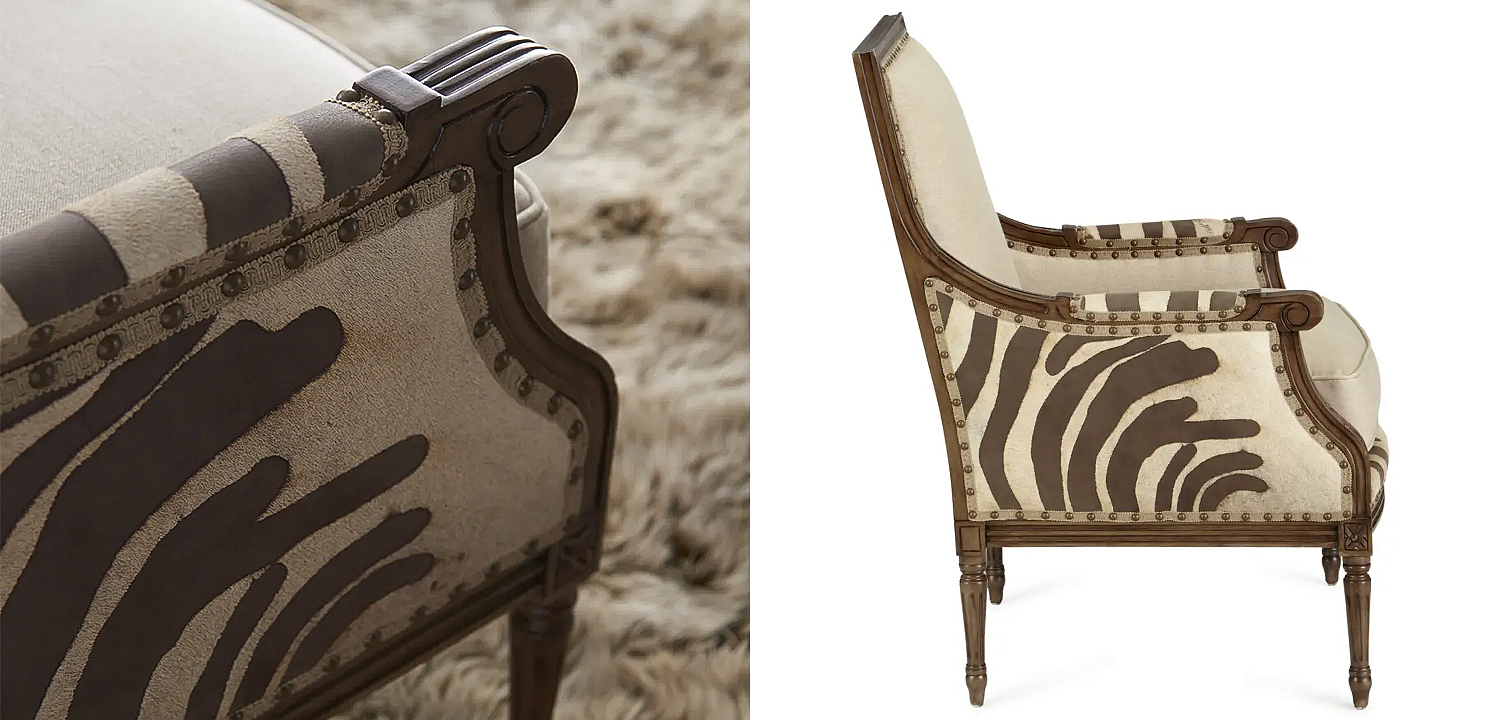 Кресло Massoud Annie Zebra Washed Leather Linen Chair Кресло Massoud Annie Zebra Washed Leather Linen Chair - Loft-Concept в Липецке
