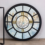 Зеркало настенное в чёрной металлической раме в виде часов Mirror Tower Clock варинант исполнения - 3 | Loft Concept в Липецке