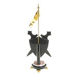 Часы настольные в виде щита с флагом из натуральных камней Змеевик и Креноид Stone Clock варинант исполнения - 4 | Loft Concept в Липецке