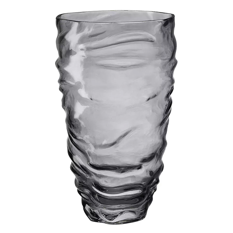 Ваза стеклянная фактурная Crumpled Vase 25,3 см Серый Ваза стеклянная фактурная Crumpled Vase 25,3 см Серый в Липецке | Loft Concept