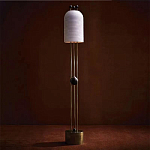 Торшер с белым фактурным абажуром и декором из черных сфер Echoes of Light варинант исполнения - 1 | Loft Concept в Липецке